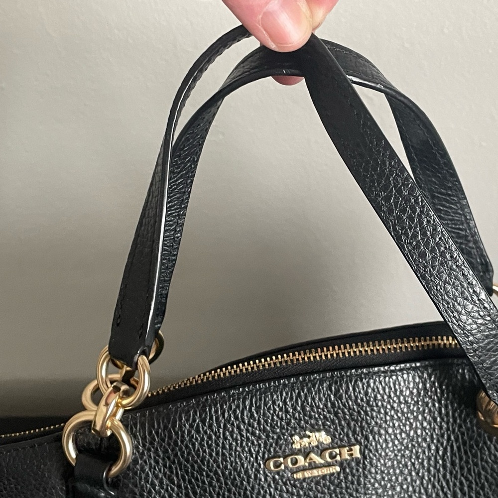 Coach Kelsey Satchel Black Leather Bag with Gold Accents Cross body - Picture 6 of 8